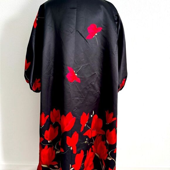 Black Dress with Red Floral Design - Picture 2 of 7